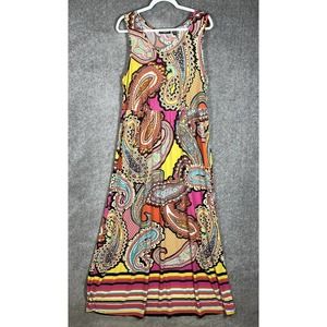 Notations‎ Woman Sleeveless Paisley Maxi Dress Womens Size 2X Stretch Colorful